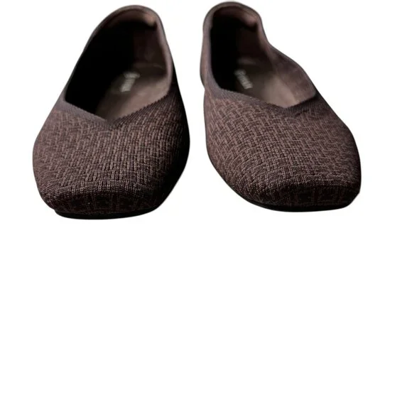 Like new VIVAIA Margot Brown Square Toe V-Cut Knit Flats EU 38.5 / US 7.5 - Picture 8 of 12